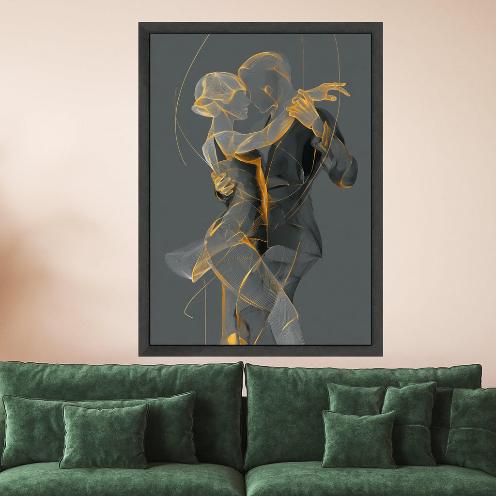 Elegant Tango Dance, Abstract Couple Canvas, Romantic Wall Art, Modern Dance Print, Home Decor Canvas Ready To Hang,