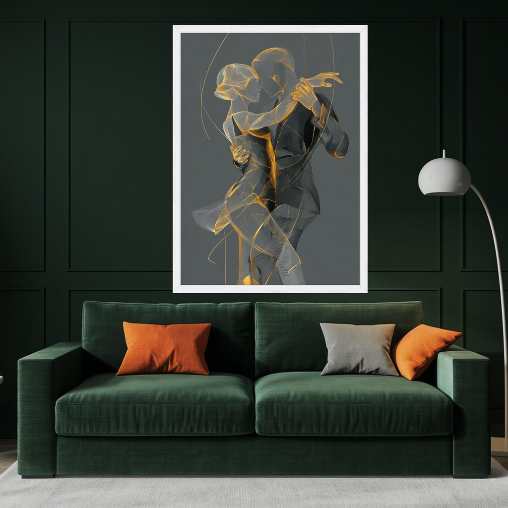 Elegant Tango Dance, Abstract Couple Canvas, Romantic Wall Art, Modern Dance Print, Home Decor Canvas Ready To Hang,