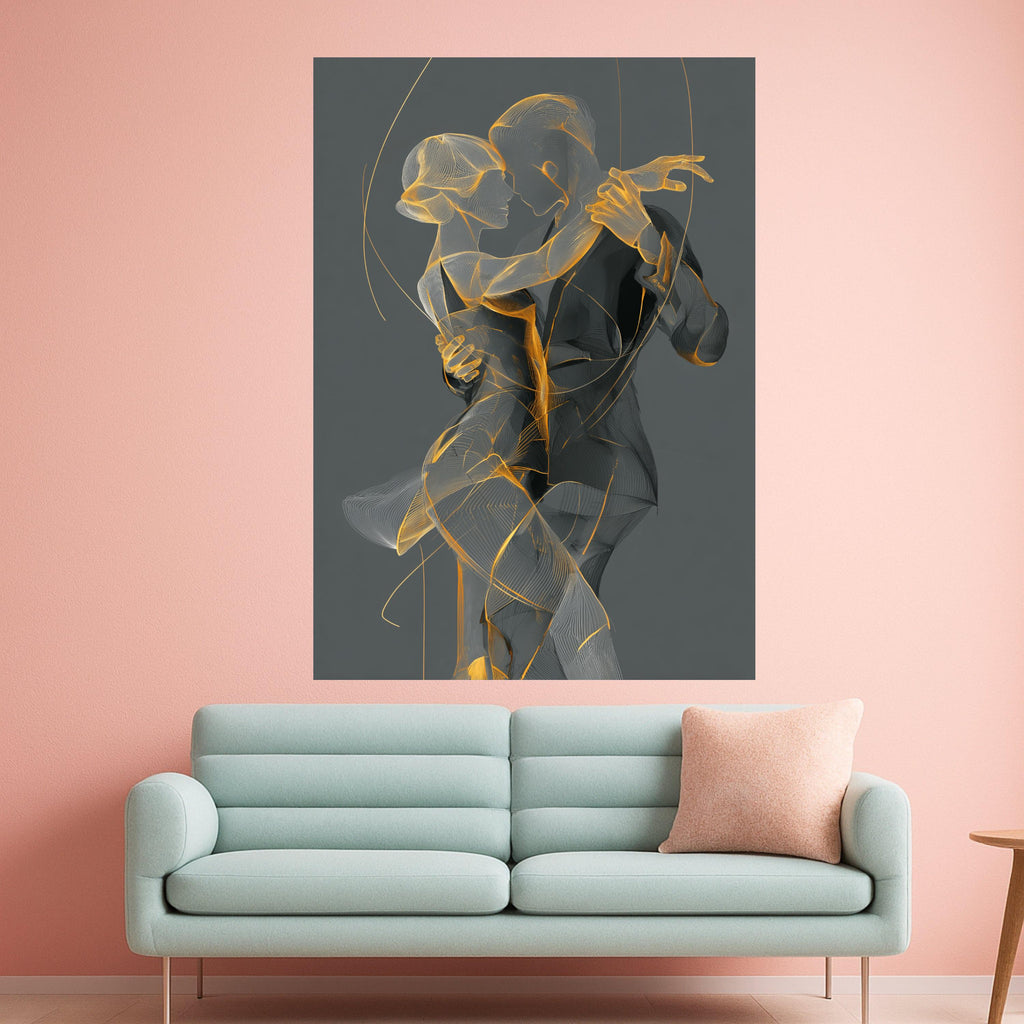 Elegant Tango Dance, Abstract Couple Canvas, Romantic Wall Art, Modern Dance Print, Home Decor Canvas Ready To Hang,