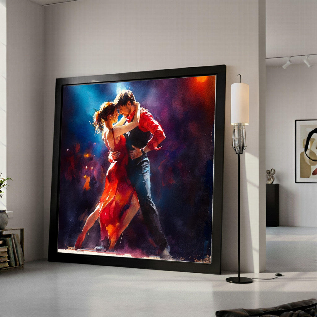 Passionate Tango Dance, Couple Canvas Art, Romantic Wall Print, Dance Floor Decoration Ready To Hang,
