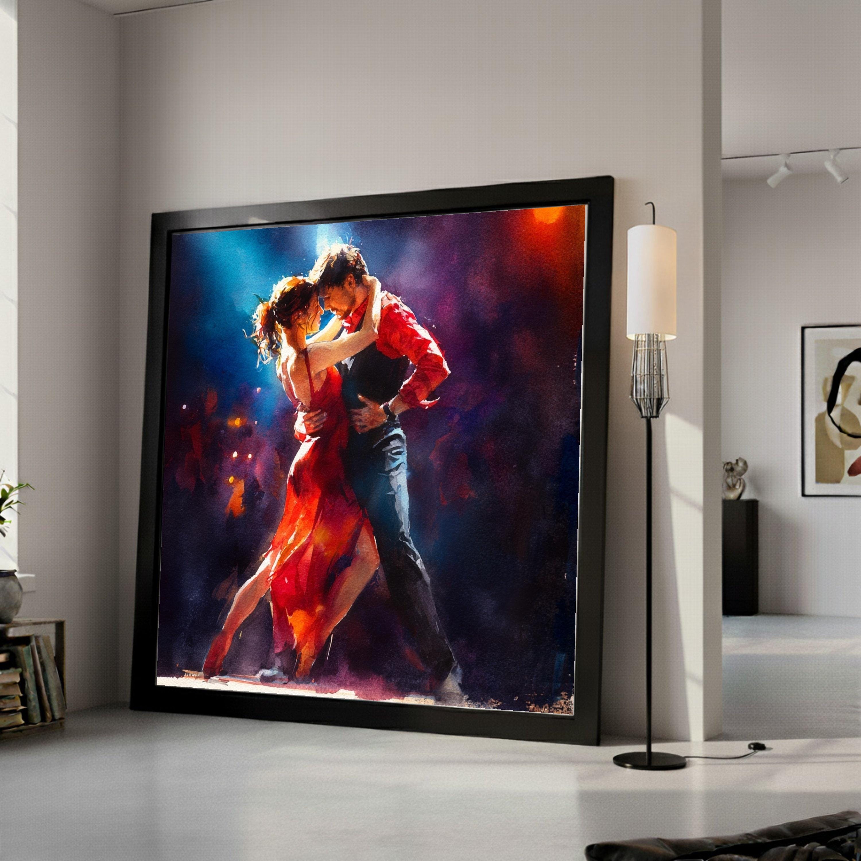 Passionate Tango Dance, Couple Canvas Art, Romantic Wall Print, Dance Floor Decoration Ready To Hang,