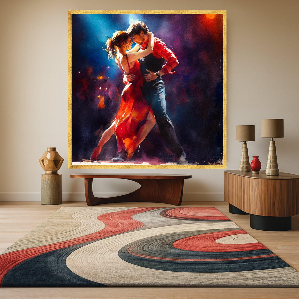 Passionate Tango Dance, Couple Canvas Art, Romantic Wall Print, Dance Floor Decoration Ready To Hang,