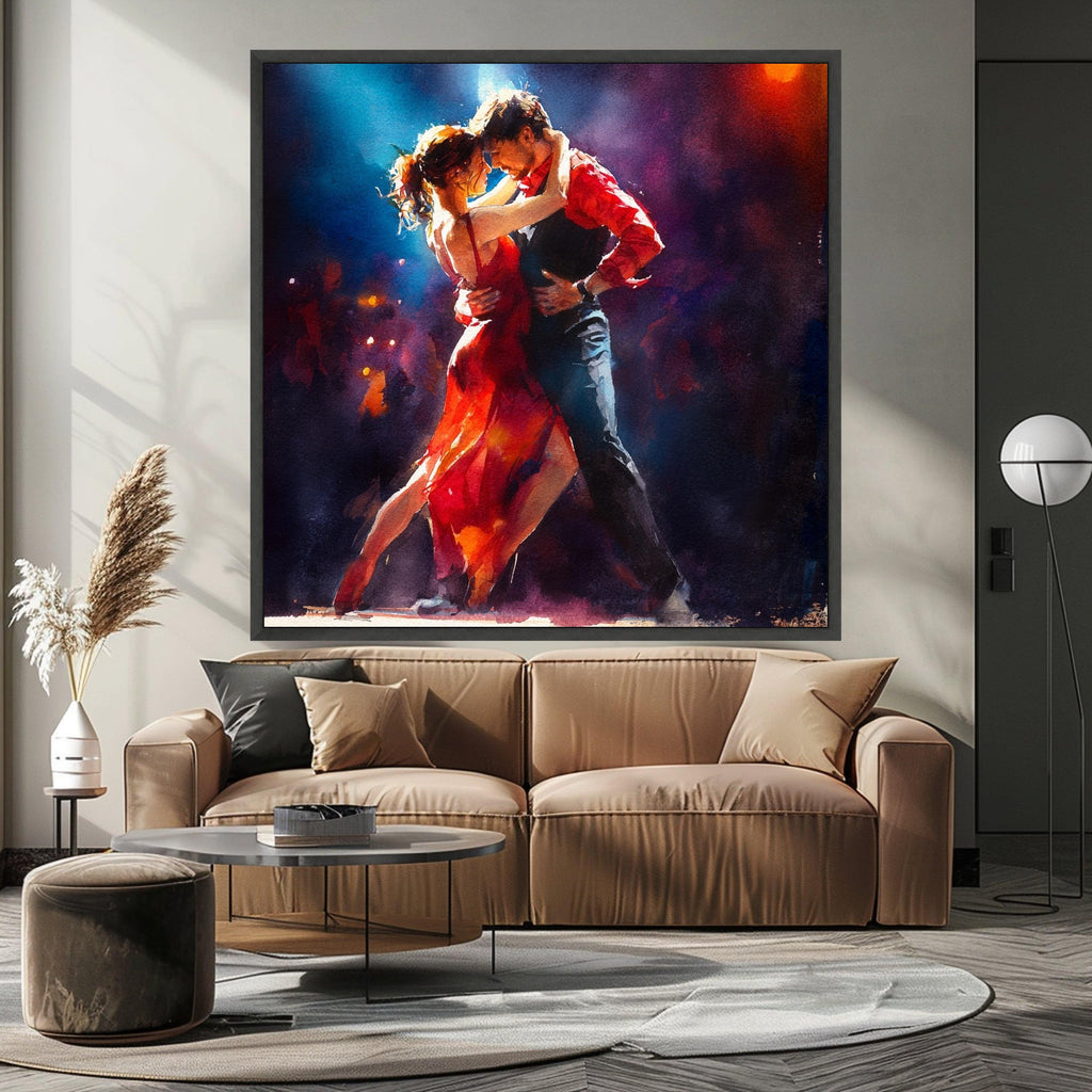 Passionate Tango Dance, Couple Canvas Art, Romantic Wall Print, Dance Floor Decoration Ready To Hang,