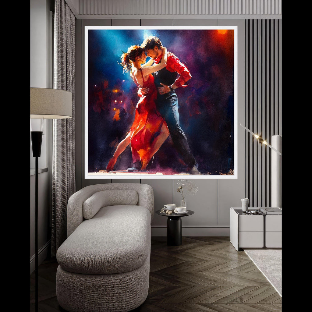 Passionate Tango Dance, Couple Canvas Art, Romantic Wall Print, Dance Floor Decoration Ready To Hang,