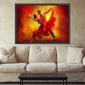 Passionate Dance Pair, Red Dress Canvas, Tango Wall Art, Flamenco Style Print, Energetic Dance Art, Home Decor Canvas Ready To Hang,