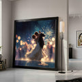 Romantic Wedding Dance, Bride and Groom Canvas, Love Celebration Art, Sparkling Night Print, Elegant Couple Wall Art Ready To Hang,