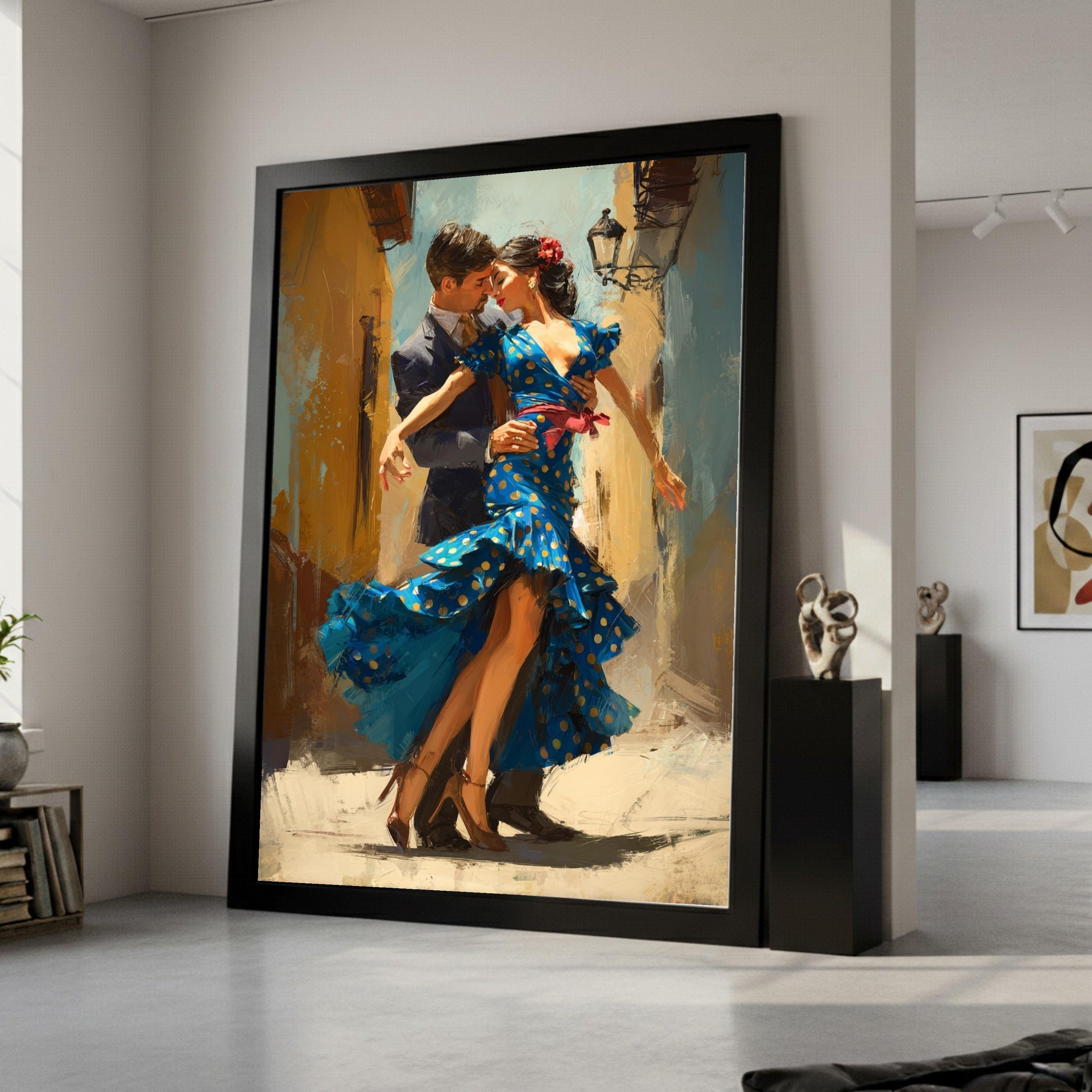 Passionate Flamenco Dance, Romantic Couple Canvas, Spanish Dance Art, Colorful Wall Print, Vibrant Home Decoration Ready To Hang,