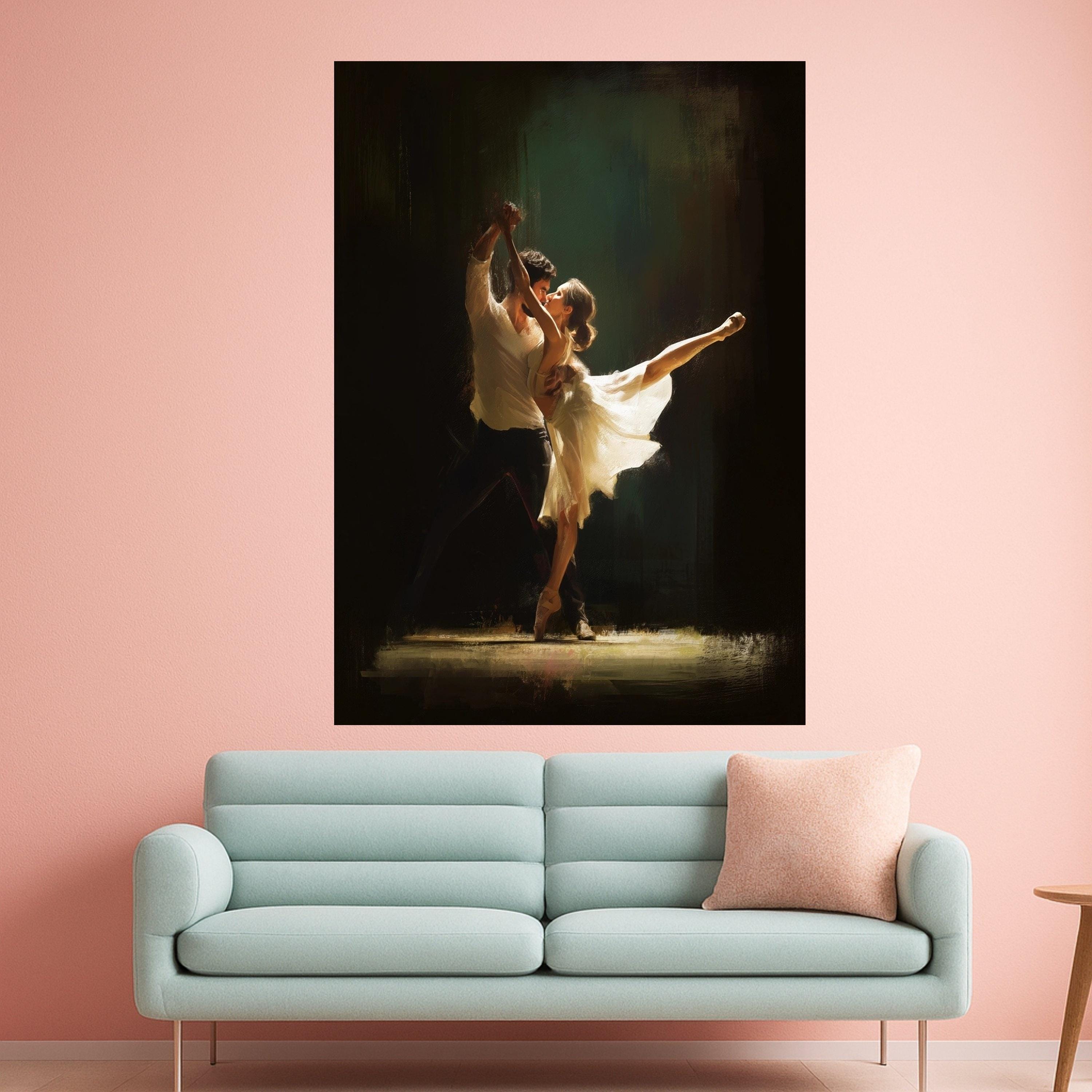 Romantic Dance Couple, Ballet Canvas Art, Elegant Wall Print, Contemporary Dance Decor, Home Art Design Ready To Hang,