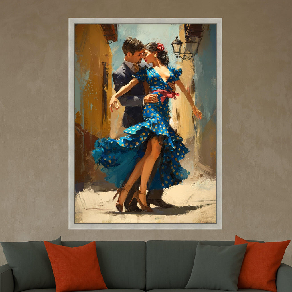 Passionate Flamenco Dance, Romantic Couple Canvas, Spanish Dance Art, Colorful Wall Print, Vibrant Home Decoration Ready To Hang,