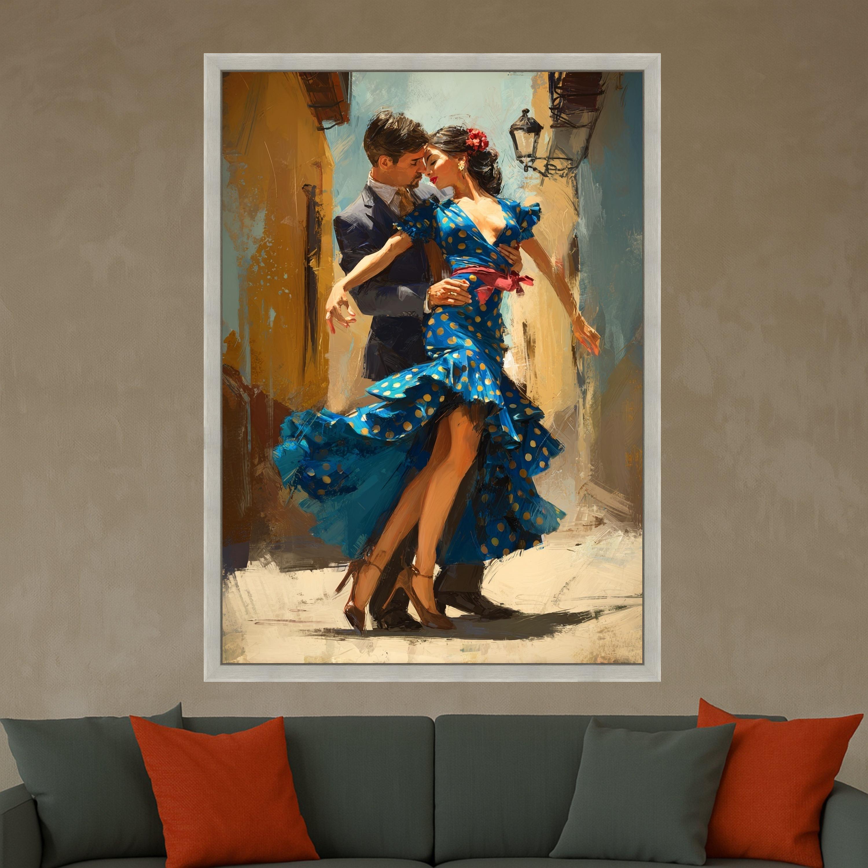 Passionate Flamenco Dance, Romantic Couple Canvas, Spanish Dance Art, Colorful Wall Print, Vibrant Home Decoration Ready To Hang,