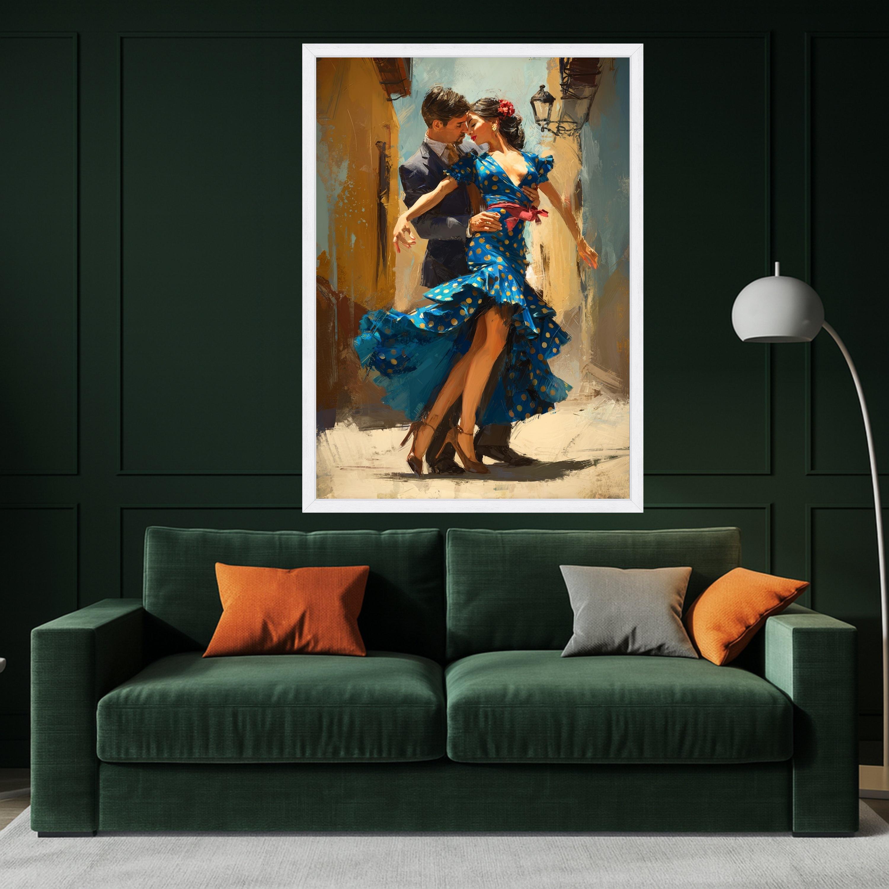 Passionate Flamenco Dance, Romantic Couple Canvas, Spanish Dance Art, Colorful Wall Print, Vibrant Home Decoration Ready To Hang,