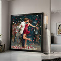 Romantic Couple Dance, Red Dress Canvas, Love Wall Art, Rose Petals Print, Home Decor Canvas Ready To Hang,