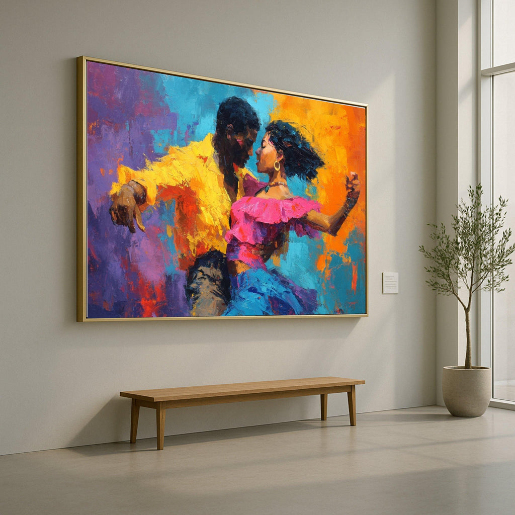 Passionate Dance Couple Canvas, Colorful Abstract Art, Romantic Wall Decor, Vibrant Expression Print, Ready to Hang Canvas Ready To Hang,