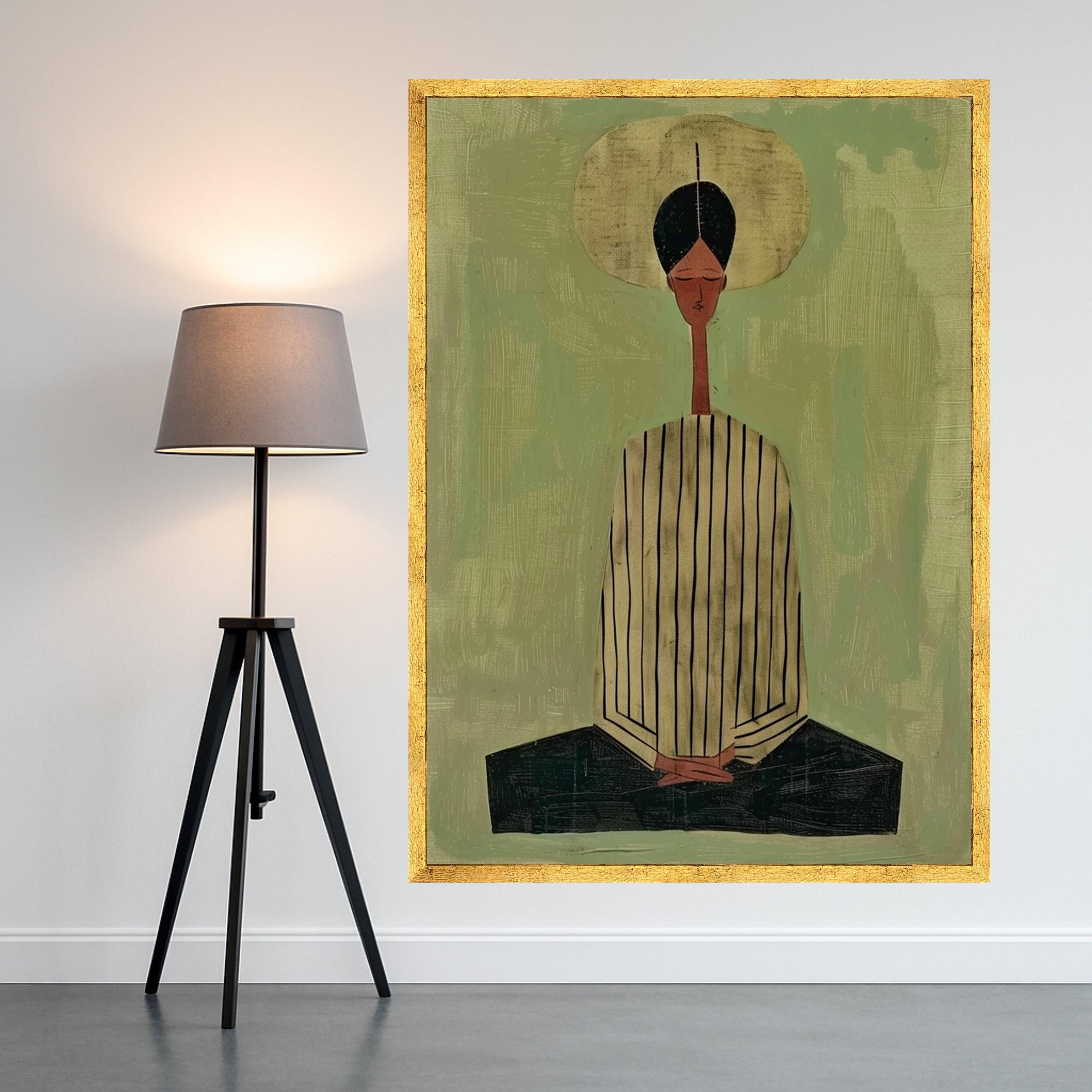 Minimalist Meditating Figure Canvas, Abstract Wall Art, Modern Home Decor Print, Zen Inspired Artwork Ready To Hang,