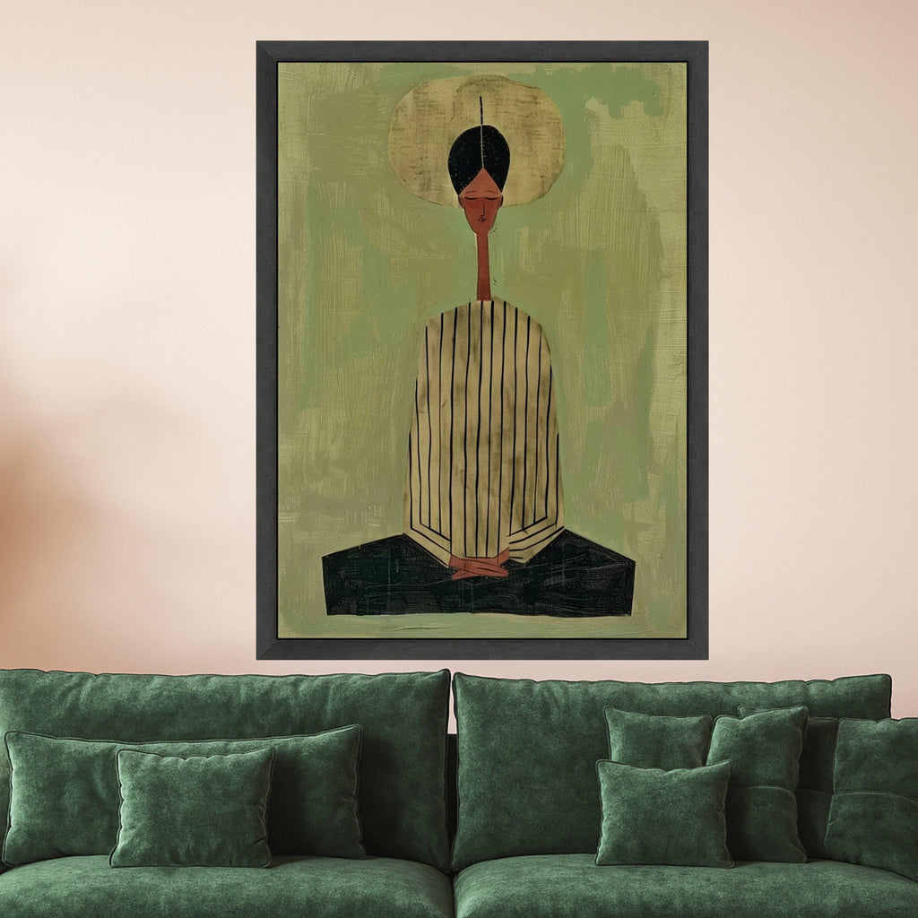 Minimalist Meditating Figure Canvas, Abstract Wall Art, Modern Home Decor Print, Zen Inspired Artwork Ready To Hang,