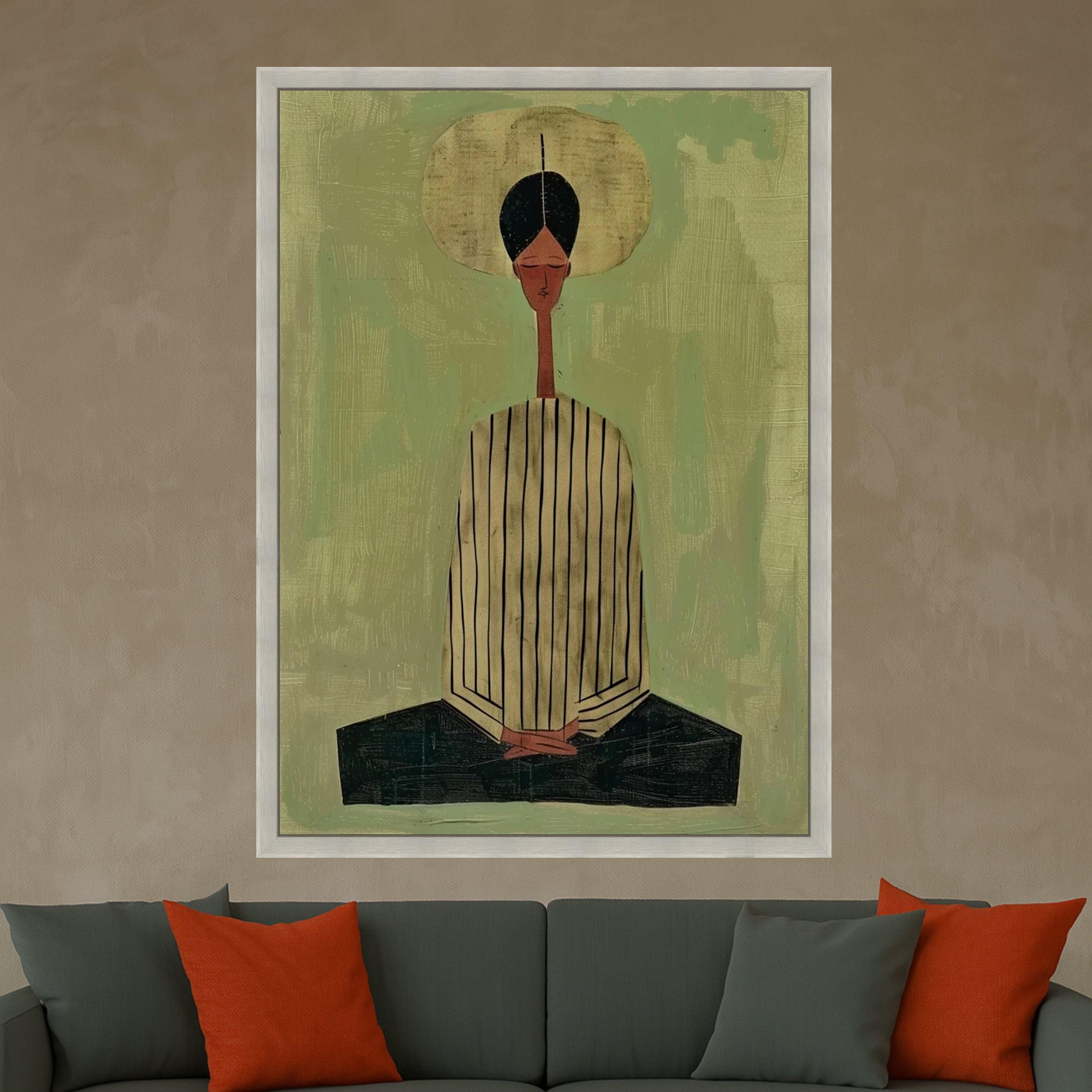 Minimalist Meditating Figure Canvas, Abstract Wall Art, Modern Home Decor Print, Zen Inspired Artwork Ready To Hang,