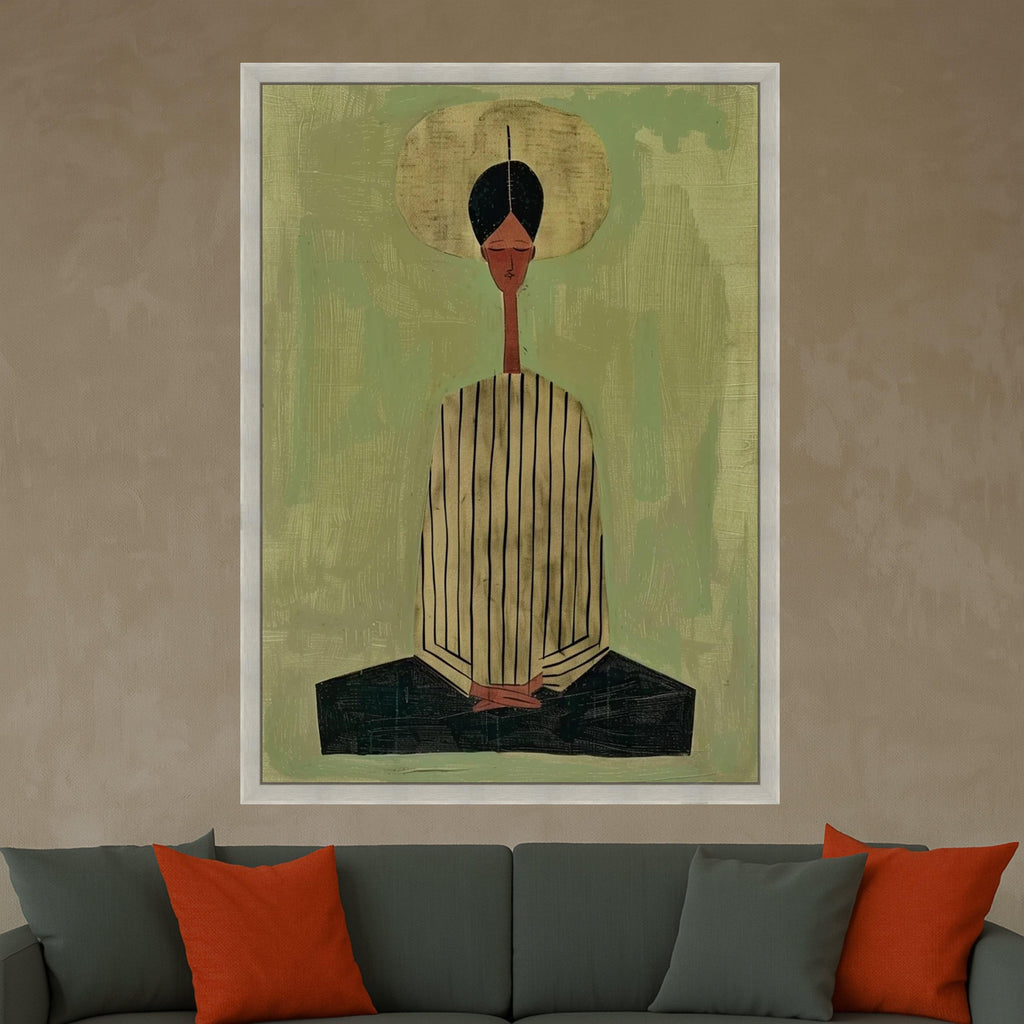 Minimalist Meditating Figure Canvas, Abstract Wall Art, Modern Home Decor Print, Zen Inspired Artwork Ready To Hang,