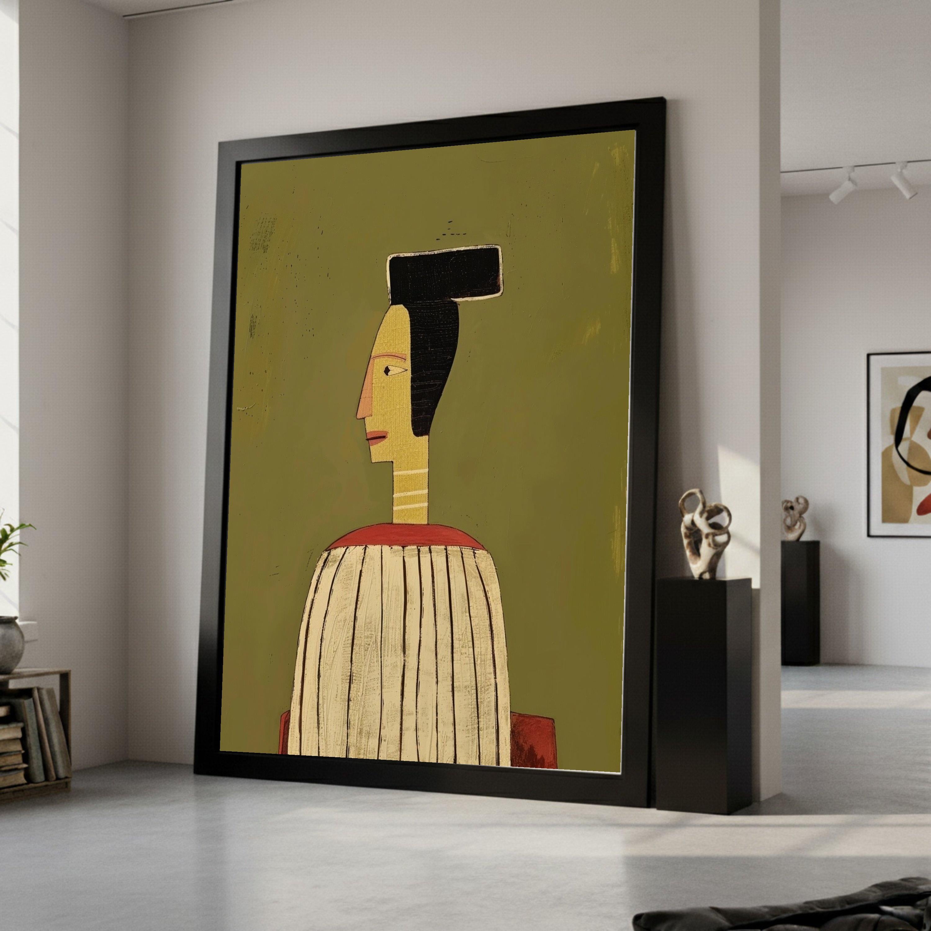 Abstract Modern Portrait, Minimalist Canvas Art, Geometric Wall Print, Contemporary Home Decor, Artistic Figure Canvas Ready To Hang,