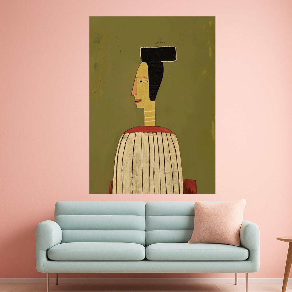 Abstract Modern Portrait, Minimalist Canvas Art, Geometric Wall Print, Contemporary Home Decor, Artistic Figure Canvas Ready To Hang,