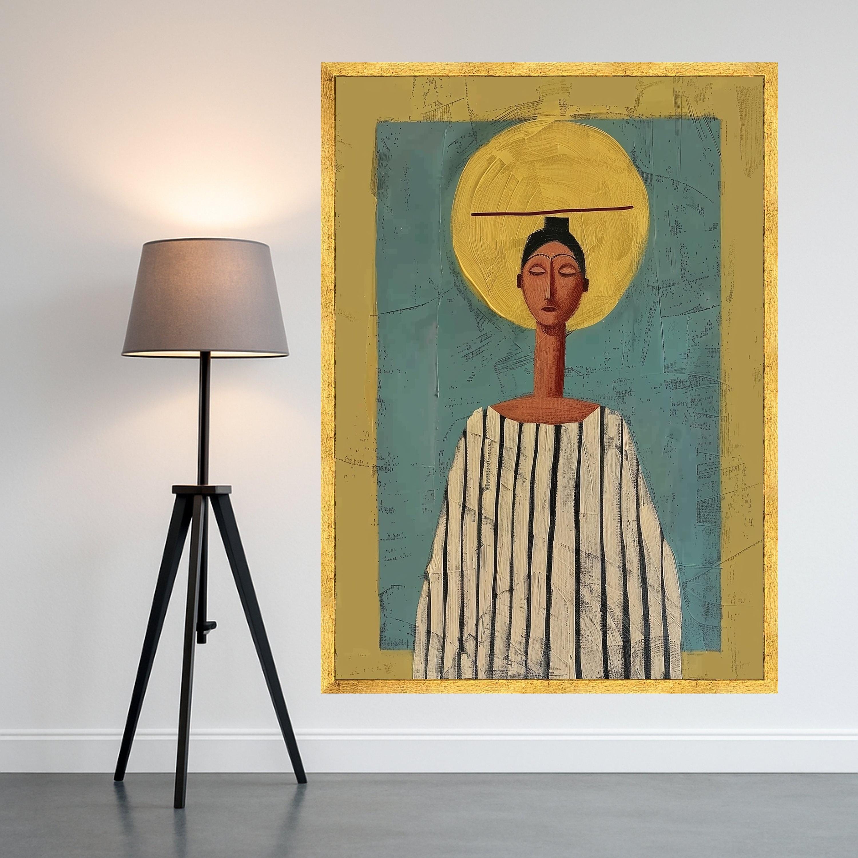 Abstract Woman Portrait Canvas, Modern Art Print, Ethnic Wall Decor, Contemporary Canvas Art Ready To Hang,