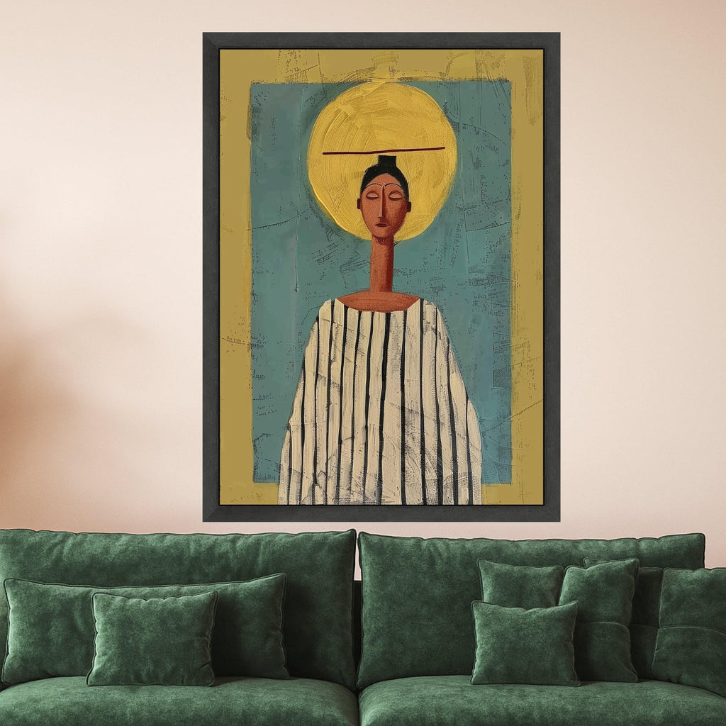 Abstract Woman Portrait Canvas, Modern Art Print, Ethnic Wall Decor, Contemporary Canvas Art Ready To Hang,