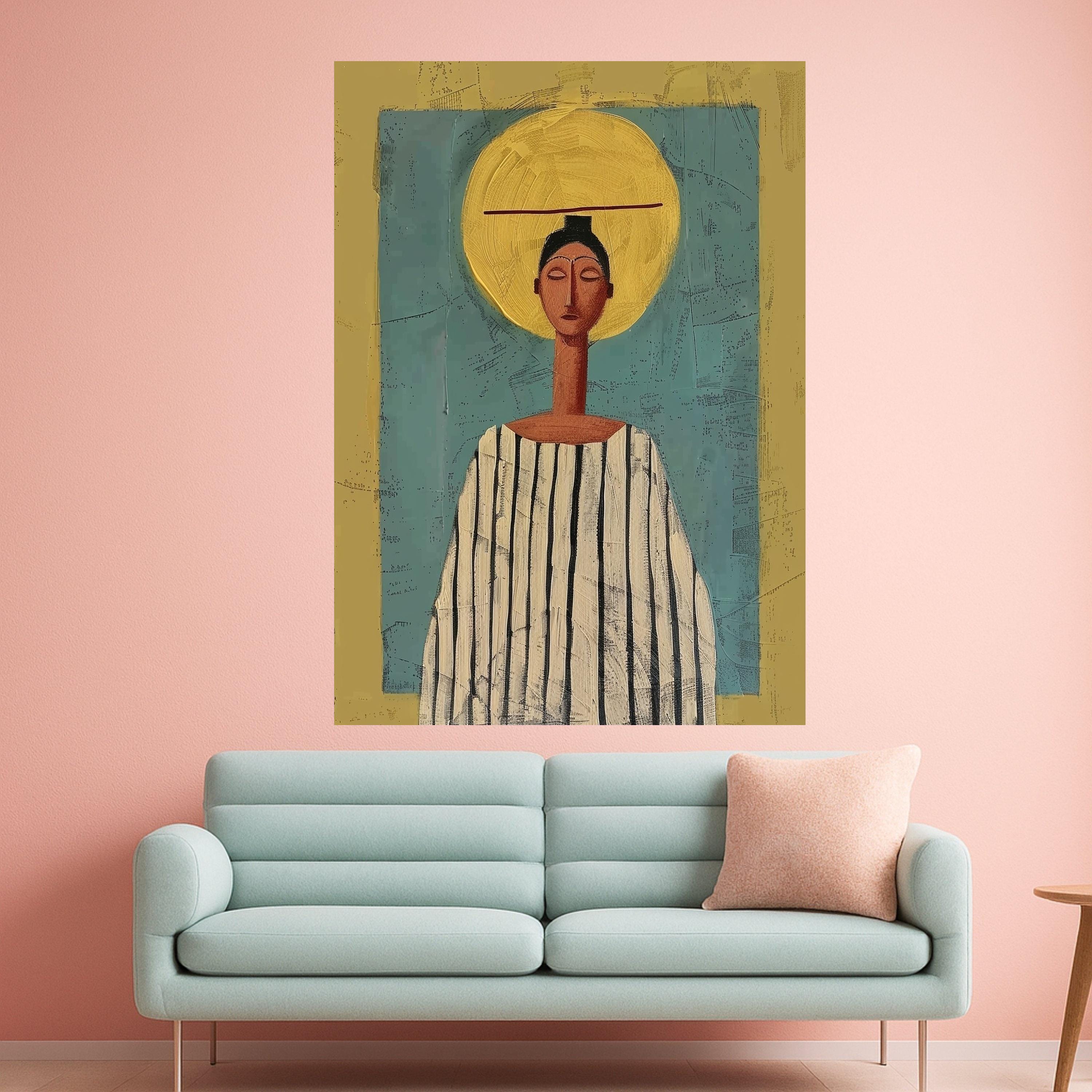 Abstract Woman Portrait Canvas, Modern Art Print, Ethnic Wall Decor, Contemporary Canvas Art Ready To Hang,