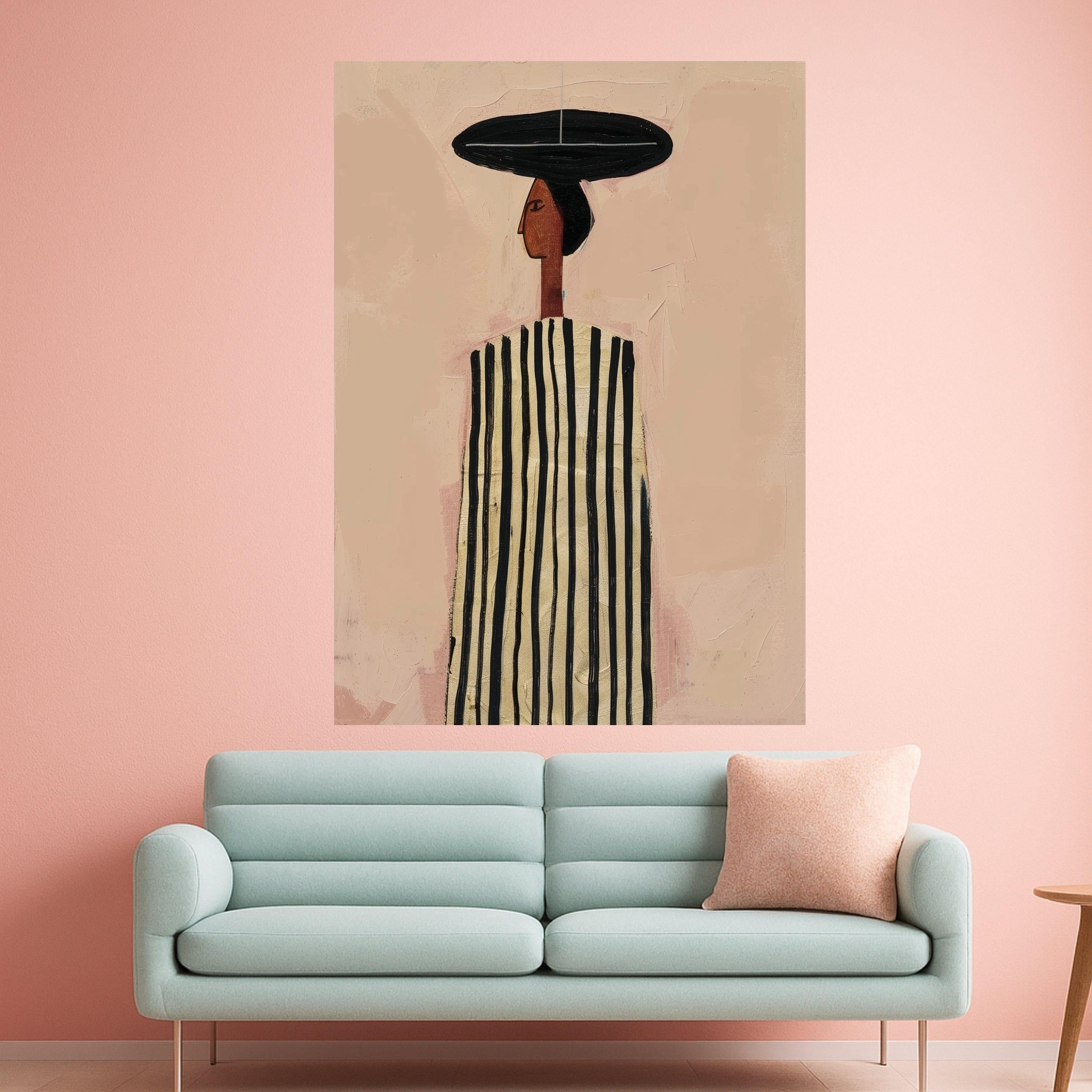 Abstract African Woman Canvas, Modern Art Print, Minimalist Wall Art, Ethnic Home Decor Canvas Ready To Hang,