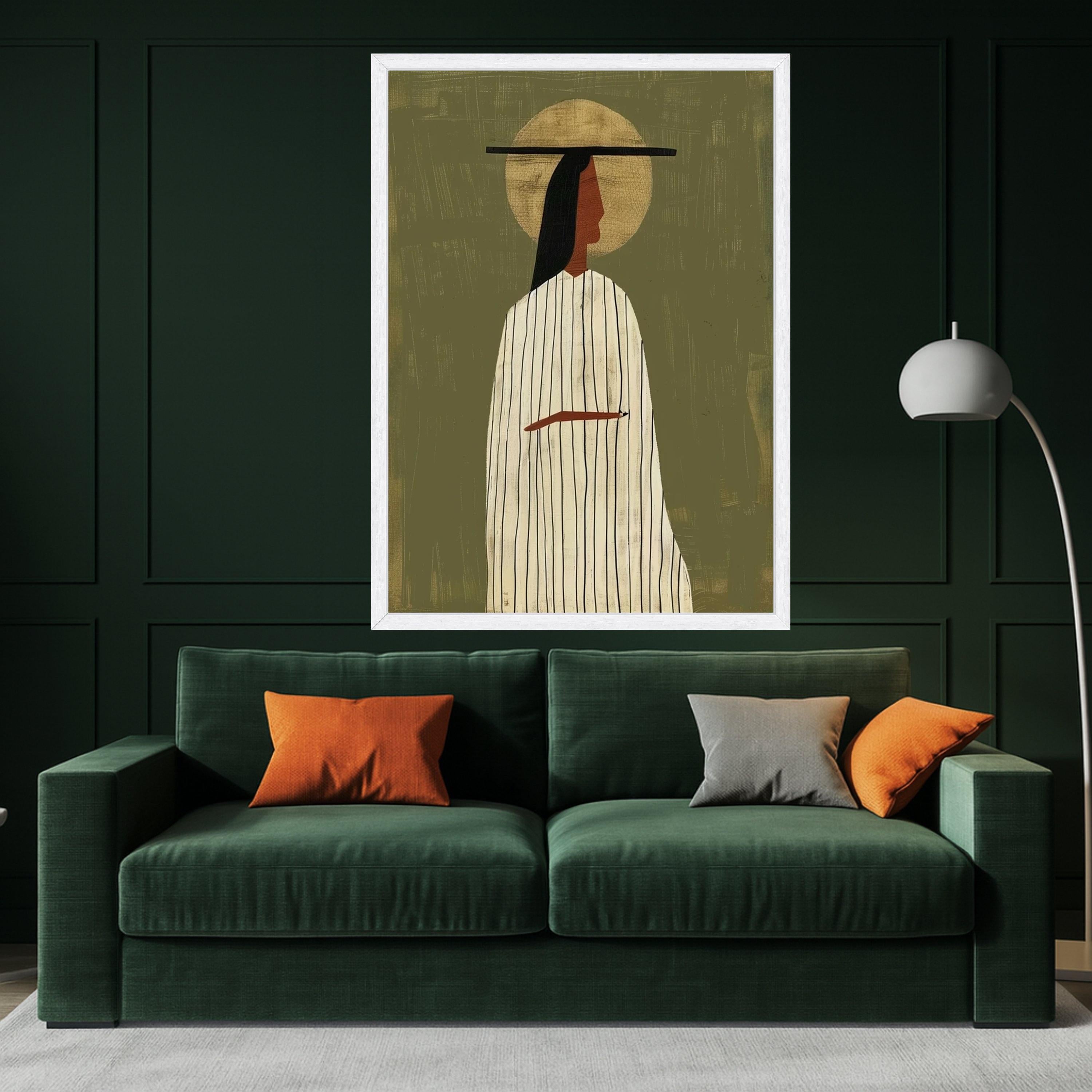 Abstract Woman Portrait Canvas, Modern Minimalist Wall Art, Ethnic Figure Print, Boho Home Decoration Ready To Hang,