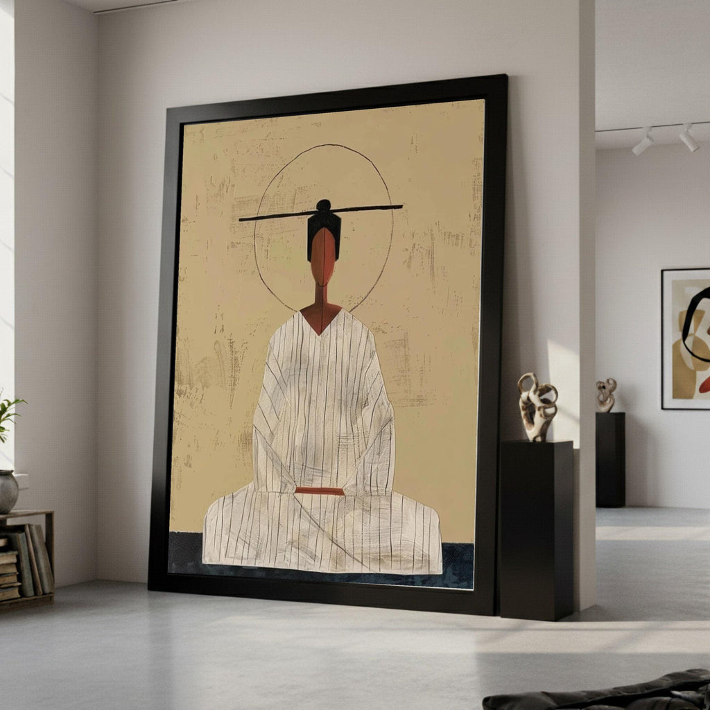 Minimalist Zen Woman Canvas, Abstract Figurative Art, Modern Wall Print, Boho Home Decor, Peaceful Meditation Canvas Ready To Hang,