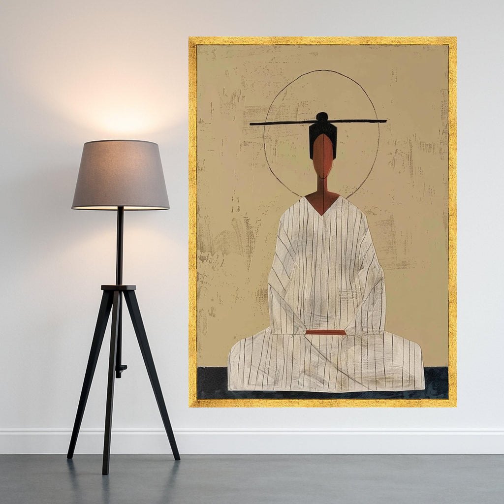 Minimalist Zen Woman Canvas, Abstract Figurative Art, Modern Wall Print, Boho Home Decor, Peaceful Meditation Canvas Ready To Hang,