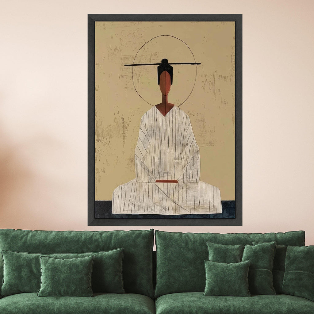 Minimalist Zen Woman Canvas, Abstract Figurative Art, Modern Wall Print, Boho Home Decor, Peaceful Meditation Canvas Ready To Hang,