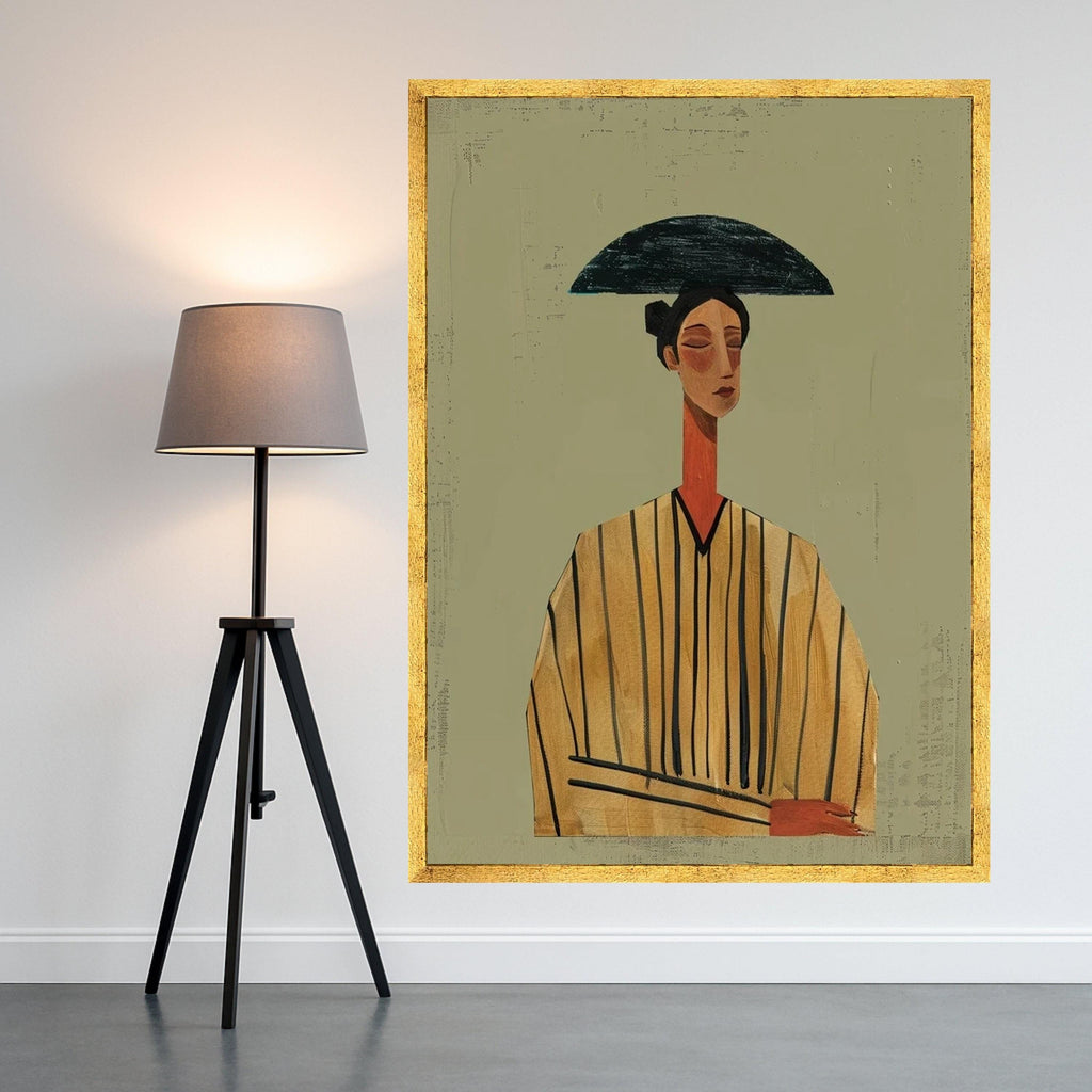 Modern Abstract Woman Portrait Canvas, Minimalist Fashion Art Print, Contemporary Female Wall Decor, Stylish Canvas Artwork Ready To Hang,