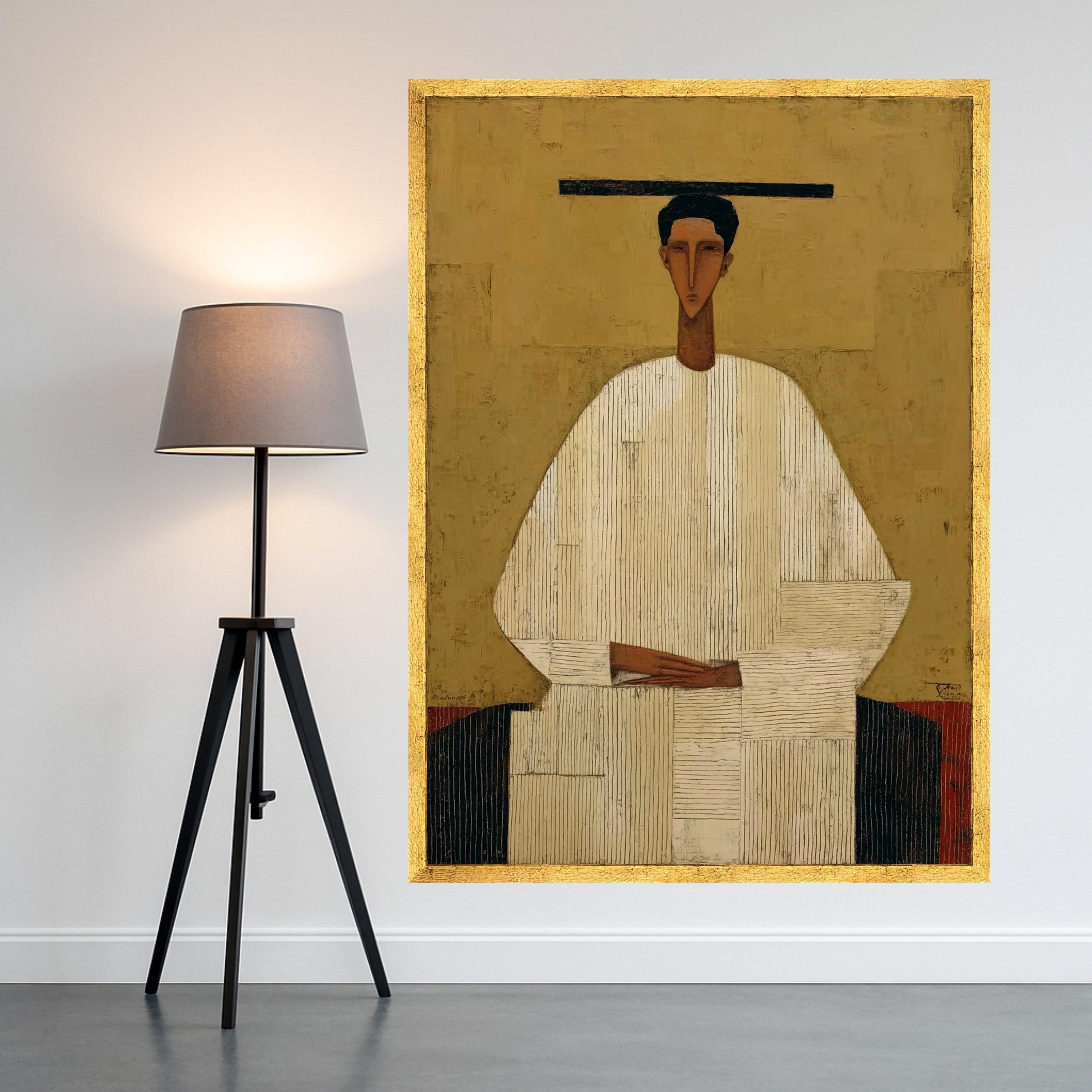 Abstract Modern Figure Canvas, Minimalist Wall Art, Contemporary Print Decor, Geometric Shape Painting Ready To Hang,
