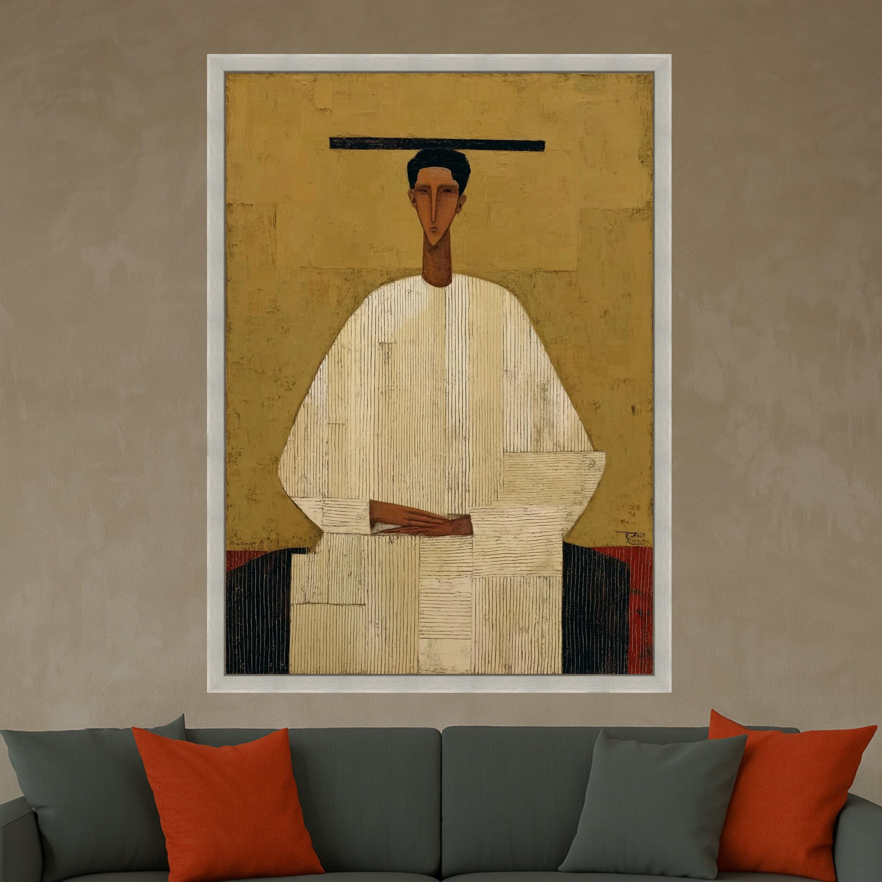 Abstract Modern Figure Canvas, Minimalist Wall Art, Contemporary Print Decor, Geometric Shape Painting Ready To Hang,