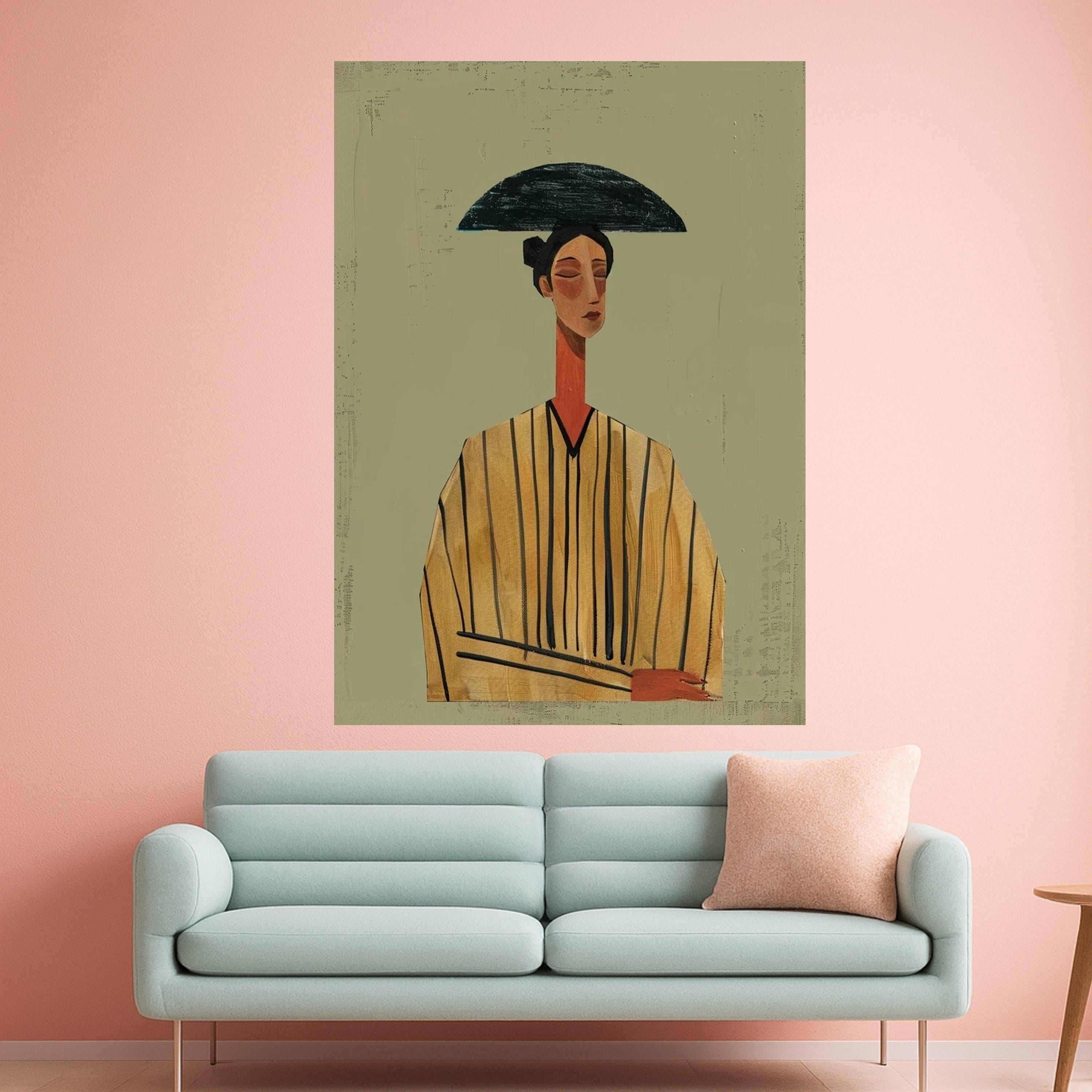 Modern Abstract Woman Portrait Canvas, Minimalist Fashion Art Print, Contemporary Female Wall Decor, Stylish Canvas Artwork Ready To Hang,