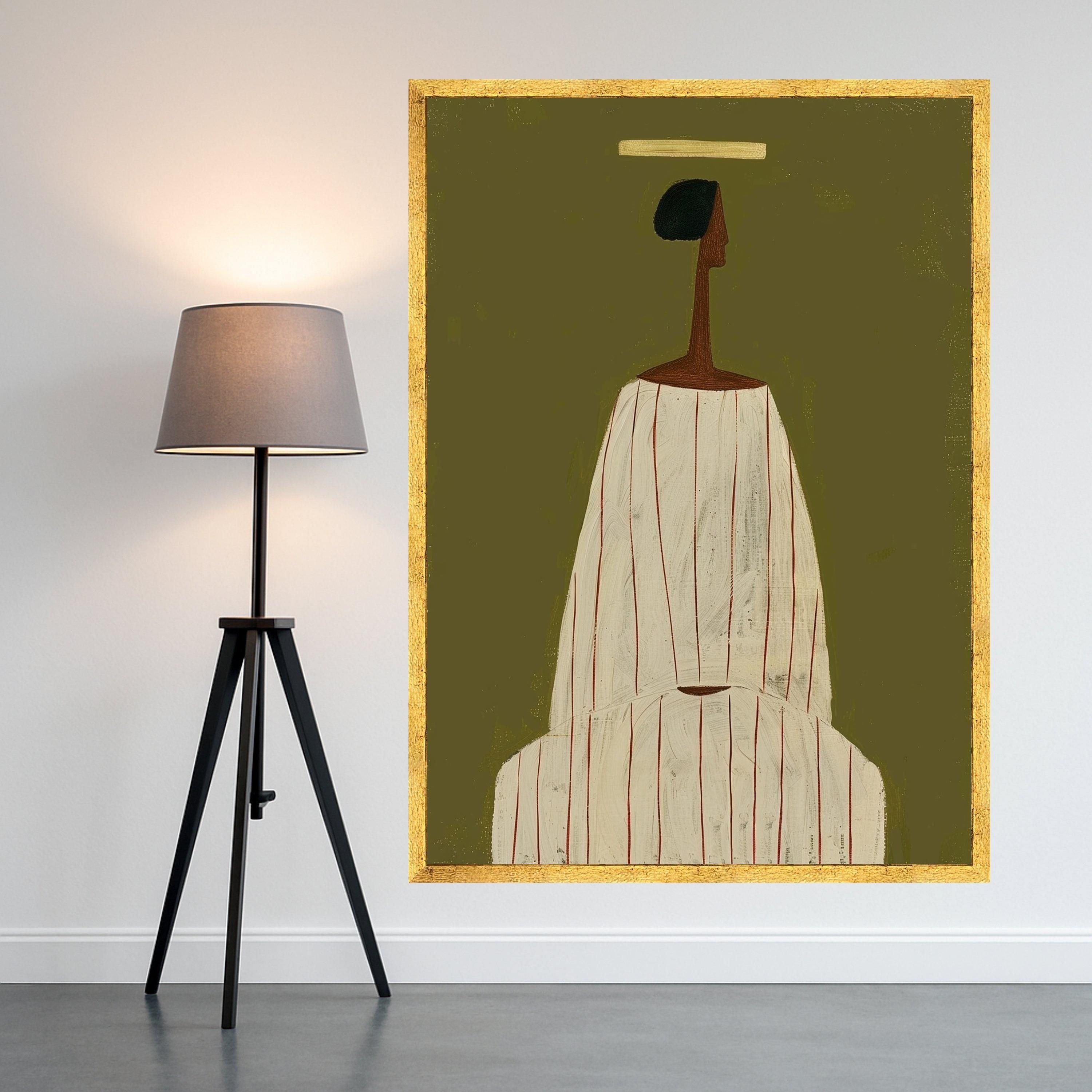 Abstract Minimalist Figure, Modern Canvas Art, Contemporary Wall Decor, Earth Tone Print, Artistic Canvas Design Ready To Hang,