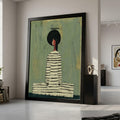 Modern Abstract Woman Art, Minimalist Canvas Print, Contemporary Wall Art, Striped Dress Canvas Ready To Hang,