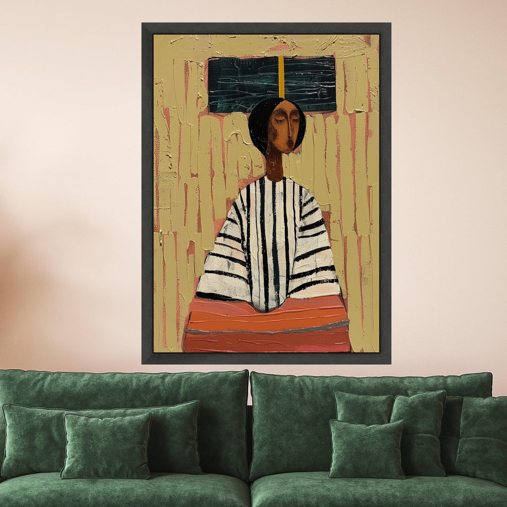 Abstract Woman Portrait, Canvas, Modern Figurative Art, Ethnic Wall Decor, Ready to Hang Print Ready To Hang,