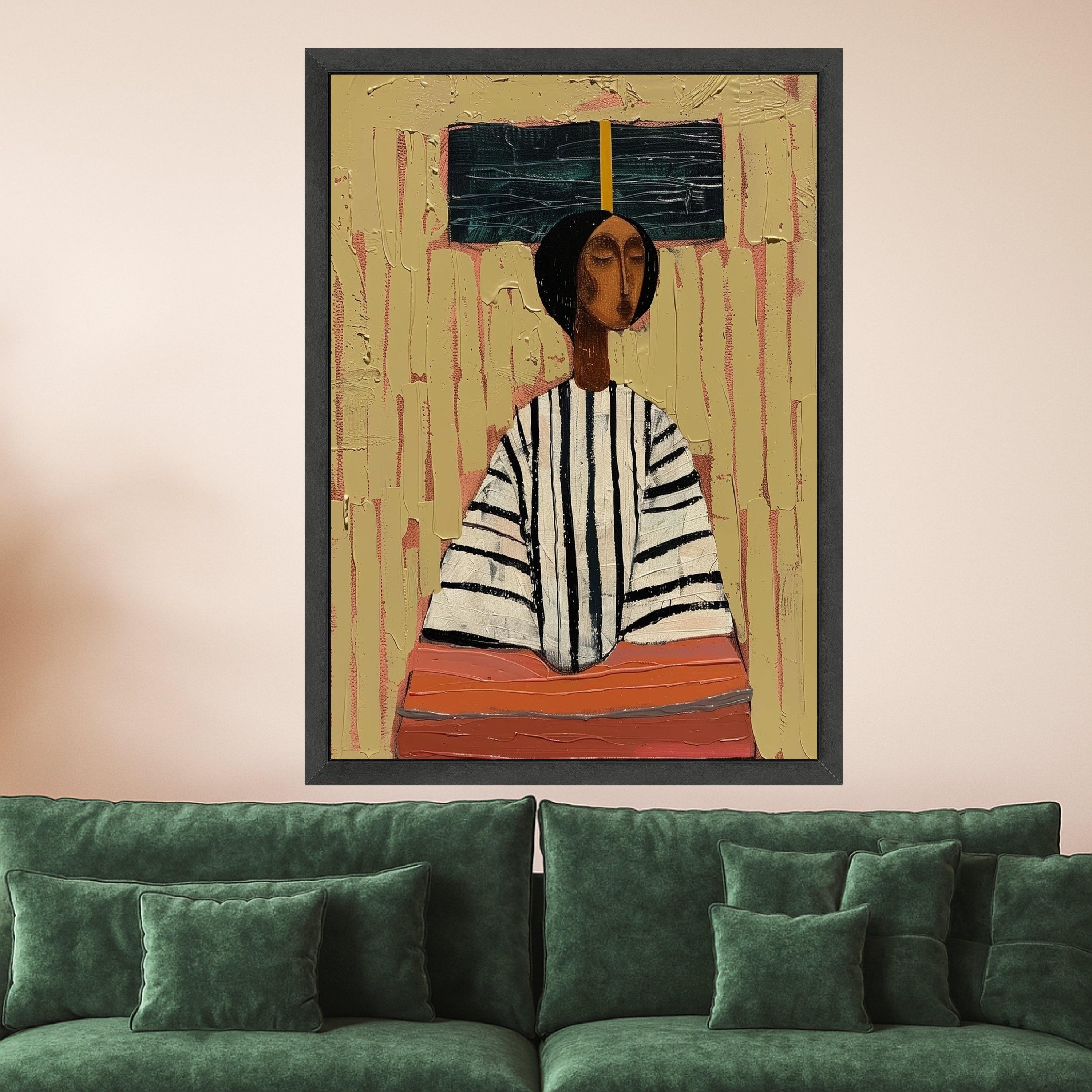 Abstract Woman Portrait, Canvas, Modern Figurative Art, Ethnic Wall Decor, Ready to Hang Print Ready To Hang,