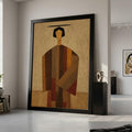 Abstract Modern Figure Canvas, Brown Tones Wall Art, Print, Geometric Home Decor, Contemporary Canvas Art Ready To Hang,