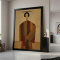 Abstract Modern Figure Canvas, Brown Tones Wall Art, Print, Geometric Home Decor, Contemporary Canvas Art Ready To Hang,