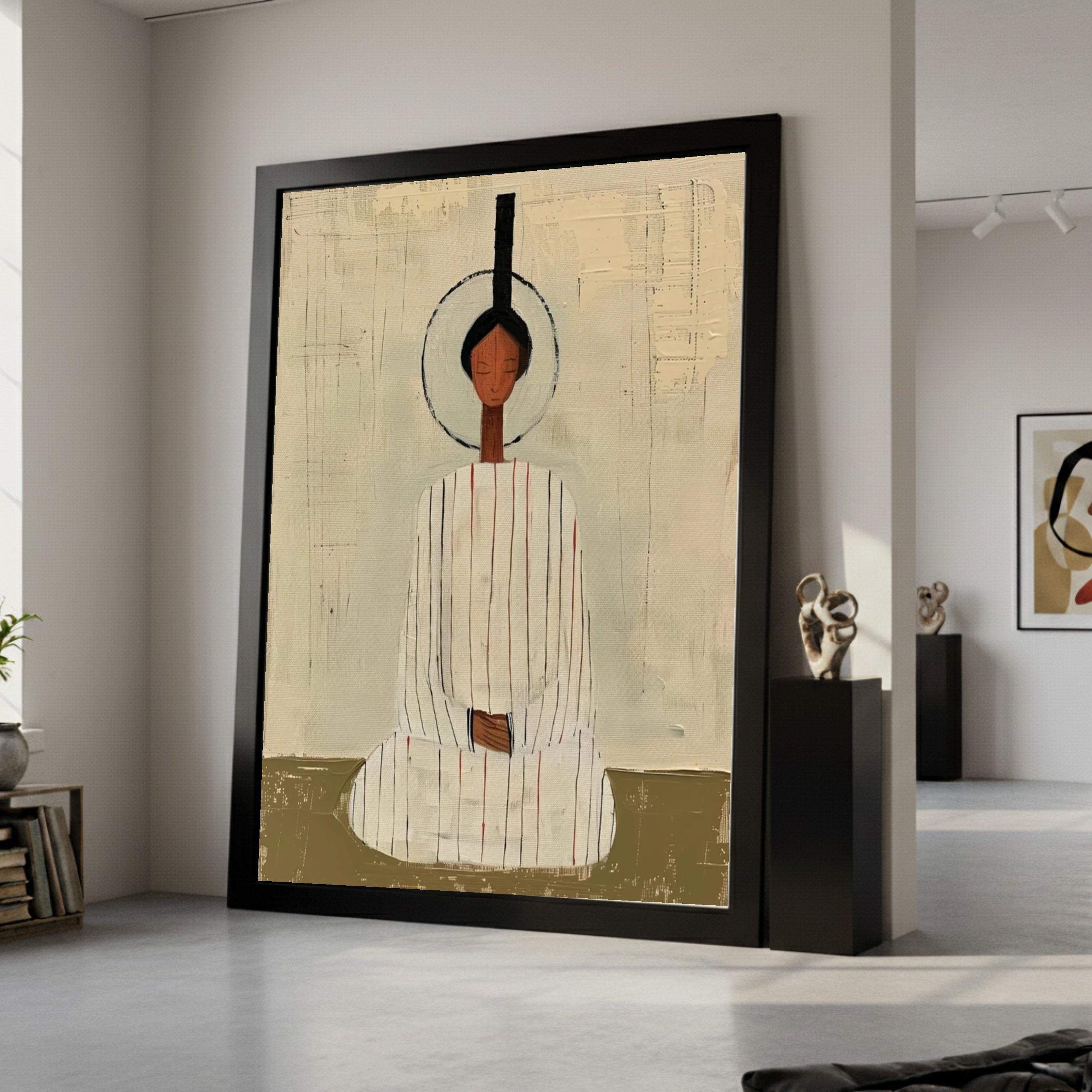 Minimalist Meditative Figure, Abstract Canvas Art, Spiritual Wall Decor, Modern Art Print, Calm Home Decoration Ready To Hang,