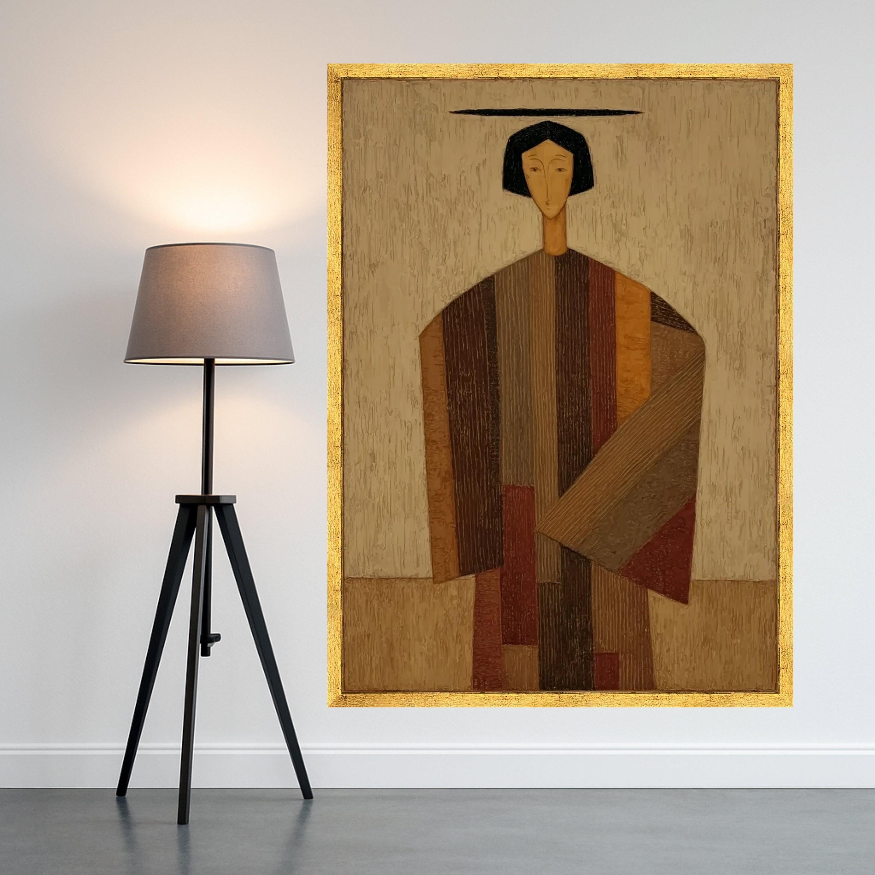 Abstract Modern Figure Canvas, Brown Tones Wall Art, Print, Geometric Home Decor, Contemporary Canvas Art Ready To Hang,