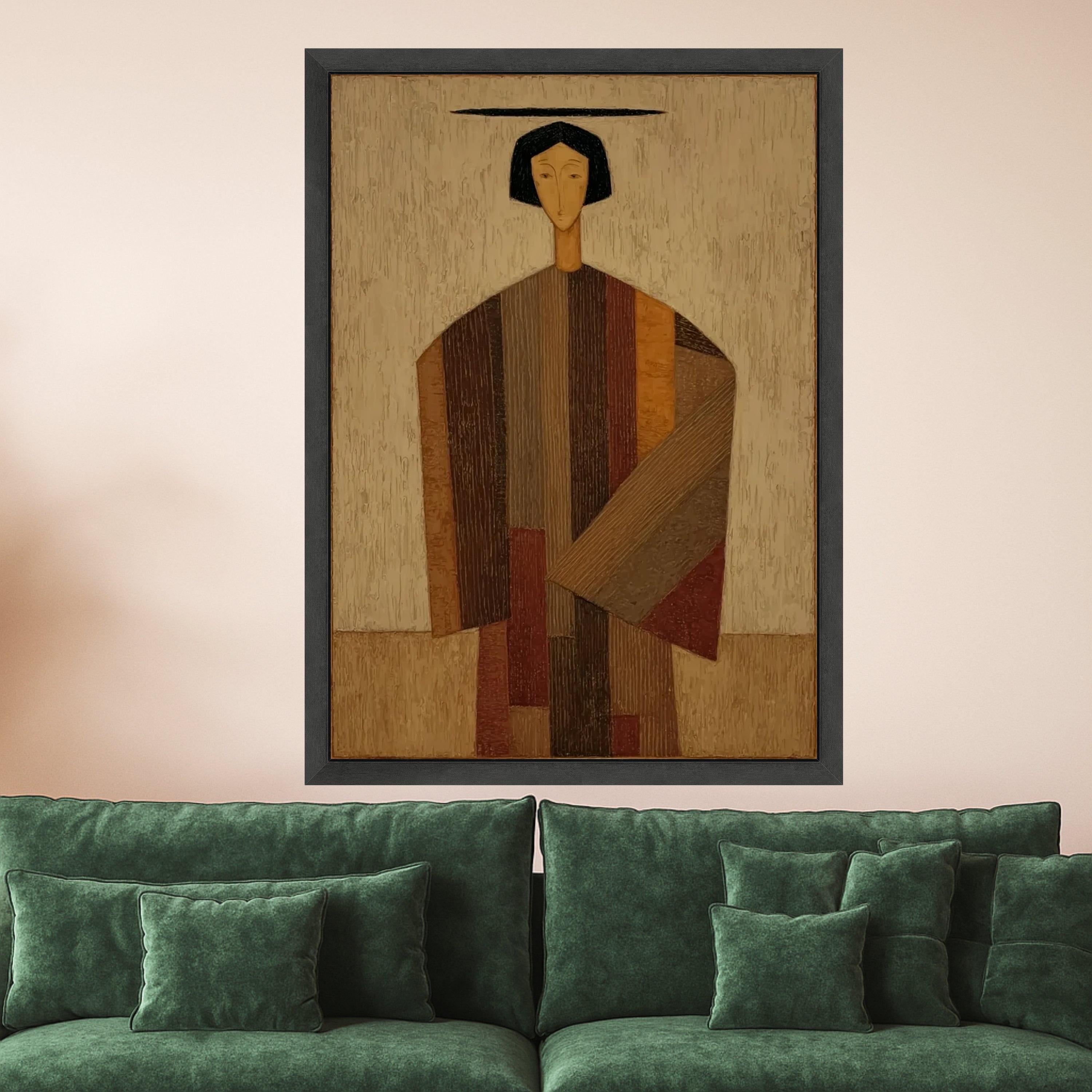 Abstract Modern Figure Canvas, Brown Tones Wall Art, Print, Geometric Home Decor, Contemporary Canvas Art Ready To Hang,