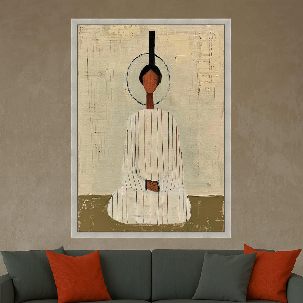 Minimalist Meditative Figure, Abstract Canvas Art, Spiritual Wall Decor, Modern Art Print, Calm Home Decoration Ready To Hang,