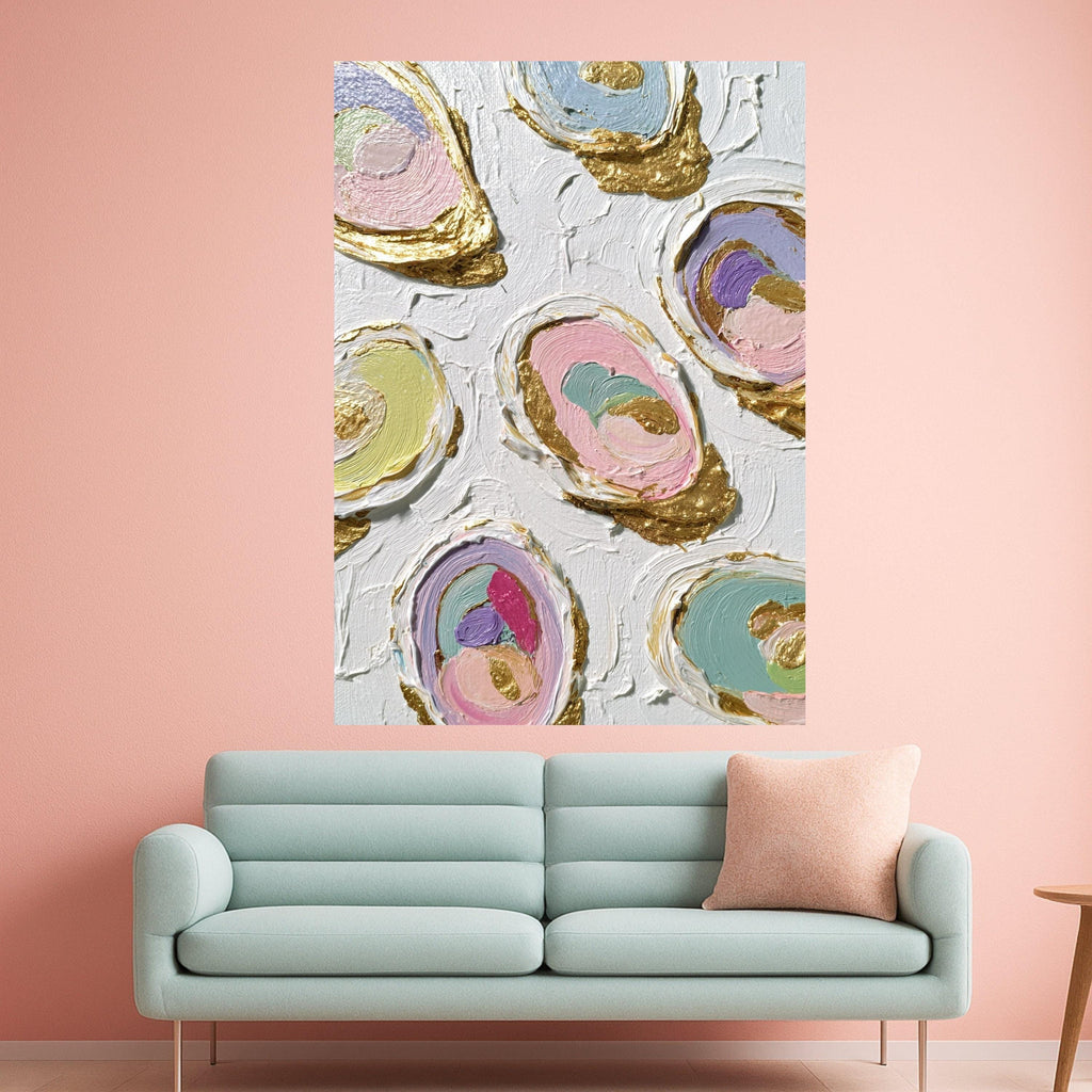 Large Framed Abstract Canvas, Colorful Art, Gold Accent Wall, Modern Home Decoration