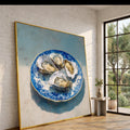 Elegant Oyster Shell Art Canvas, Coastal Oyster Print Wall Art, Blue Plate Oyster Decor, Nautical Oyster Shell Wall Art, Ready to Hang
