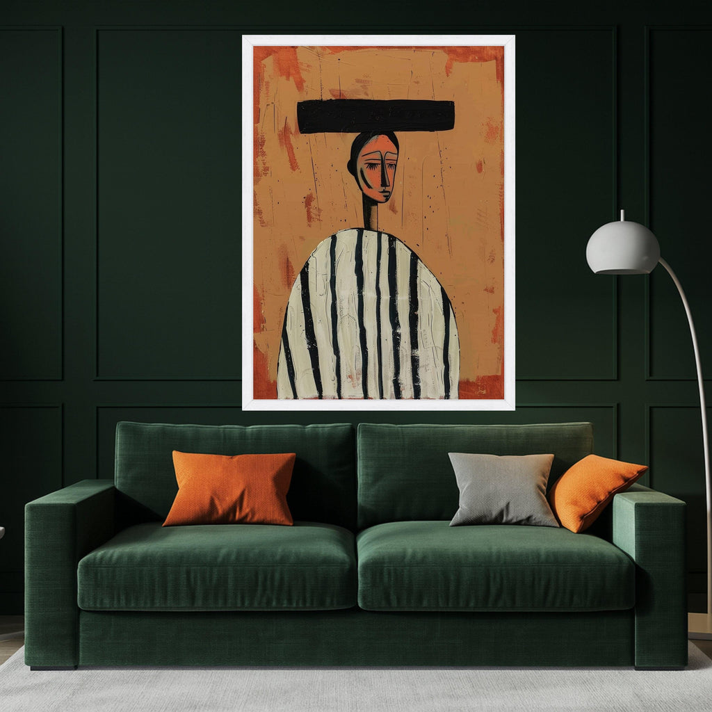 Minimalist Figure Canvas, Striped Outfit Wall Art, Abstract Human Form, Modern Art Decor Ready To Hang,