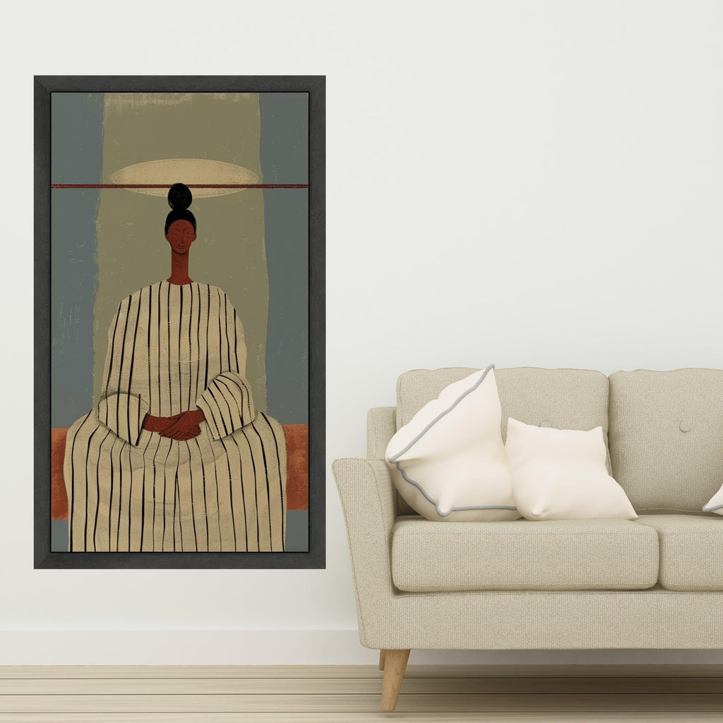 Minimalist Figure Canvas, Striped Outfit Wall Art, Modern Abstract Canvas, Contemporary Home Decor Ready To Hang,