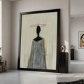 Minimalist Figure Canvas, Striped Outfit Wall Art, Modern Abstract Canvas, Large Size Decoration Ready To Hang,